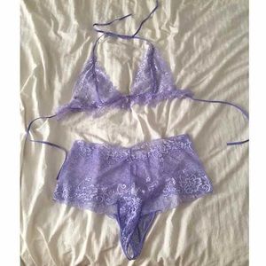 Halter tie bra and panty lingerie set